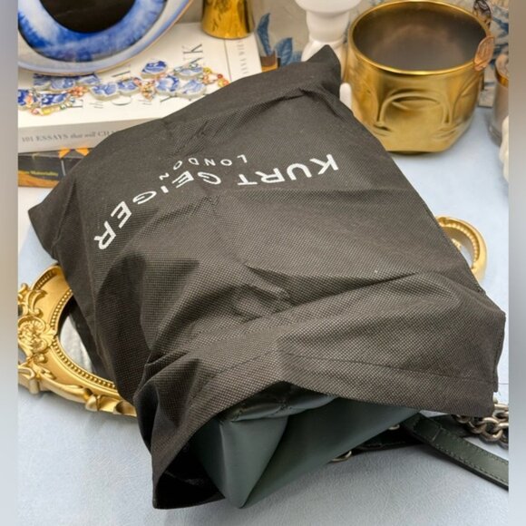 🆕 KURT GEIGER LONDON 🧿 NWOT Brixton Lock Quilted Leather Shoulder Bag, Green - Picture 16 of 16